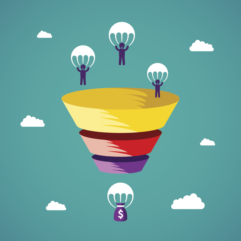 1024x1024 Sales Funnel Vector Concept In Flat Style