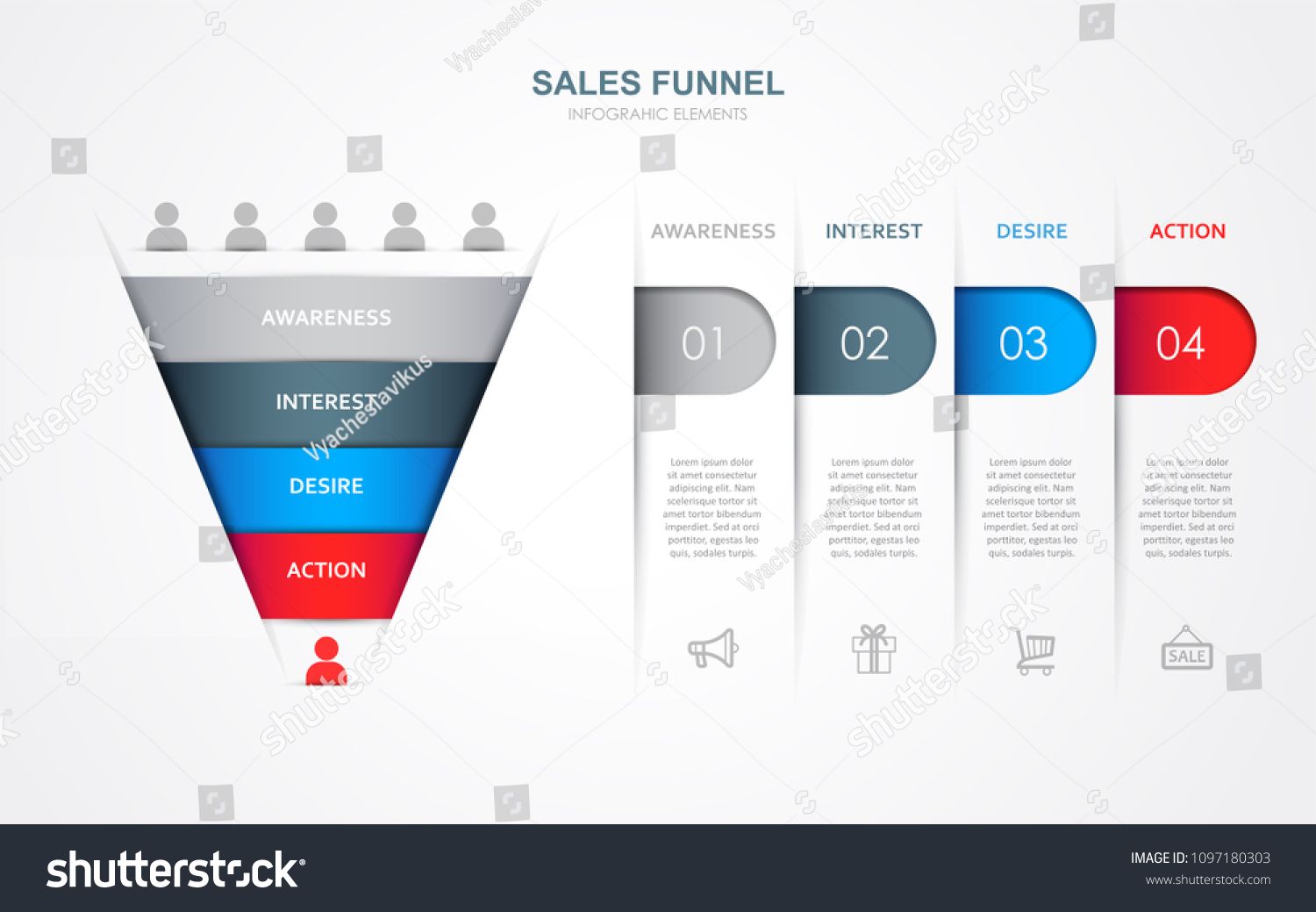 1500x1039 Vector Illustration With Sales Funnel Elements Business