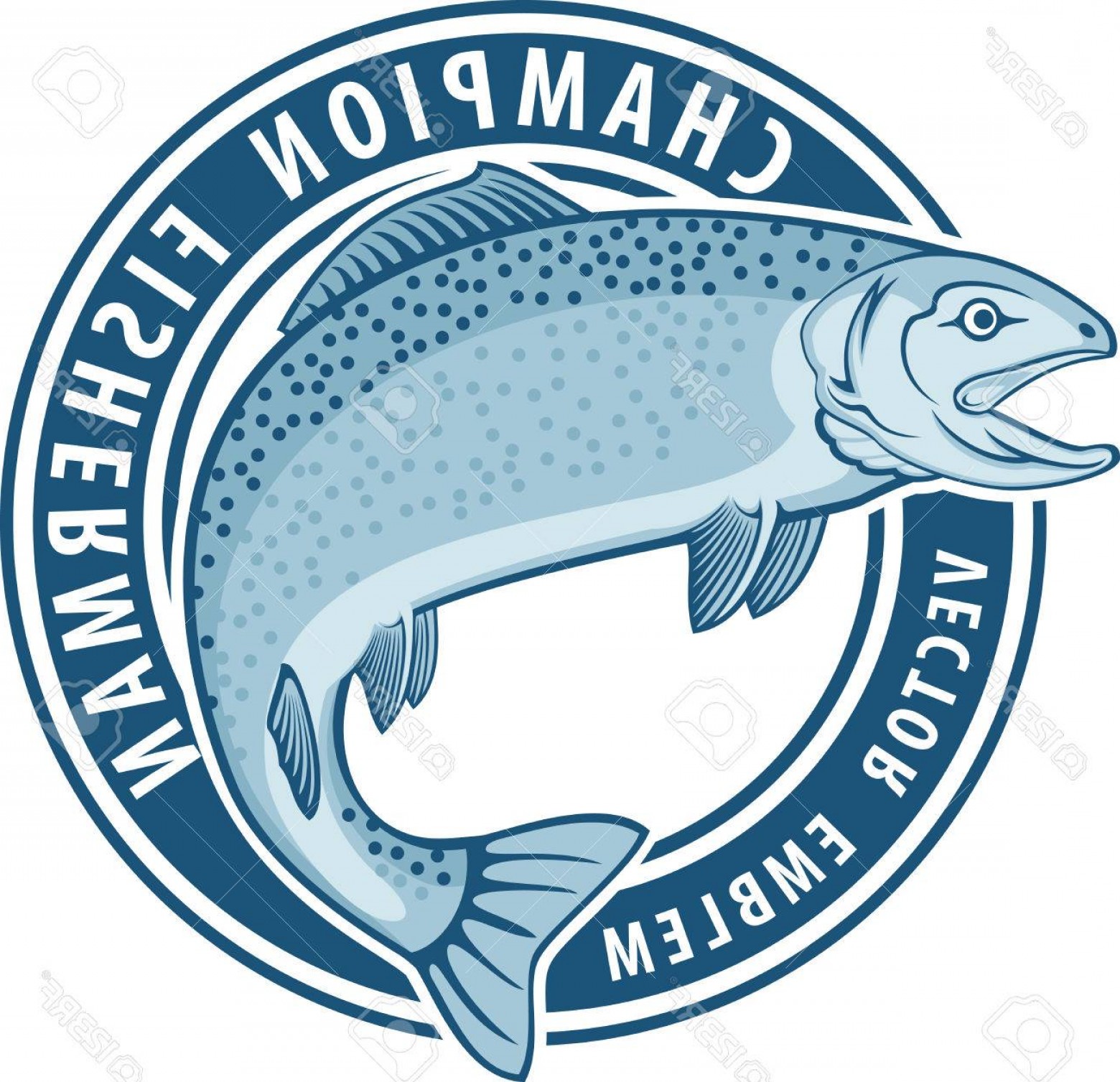 1560x1507 Photostock Vector Vector Fishing Emblem Label With Salmon Fish