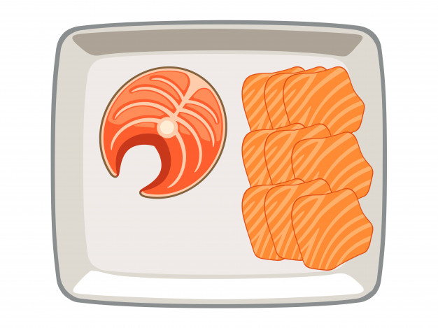 626x469 Salmon Vector Sliced Sliced A Plate On A White