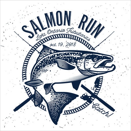 450x450 Vintage Salmon Fishing Emblems, Labels And Design Elements Vector