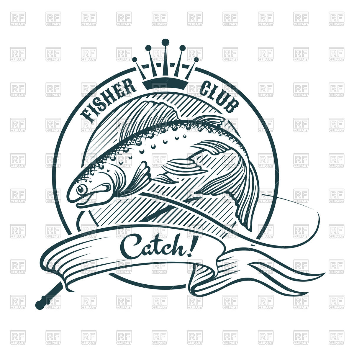 1200x1200 Badge Or Label With Jumping Fish