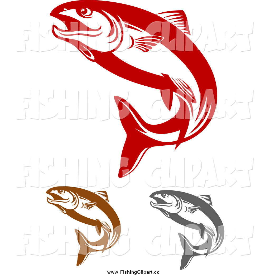 1024x1044 Clip Art Of Red Brown And Gray Salmon Fish Jumping