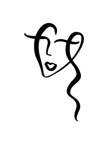 Drawing Of Woman Face, Fashion Minimalist Concept Stylized Linear 368x490 Drawing Of Woman Face, Fashion Minimalist Concept Stylized Linear
