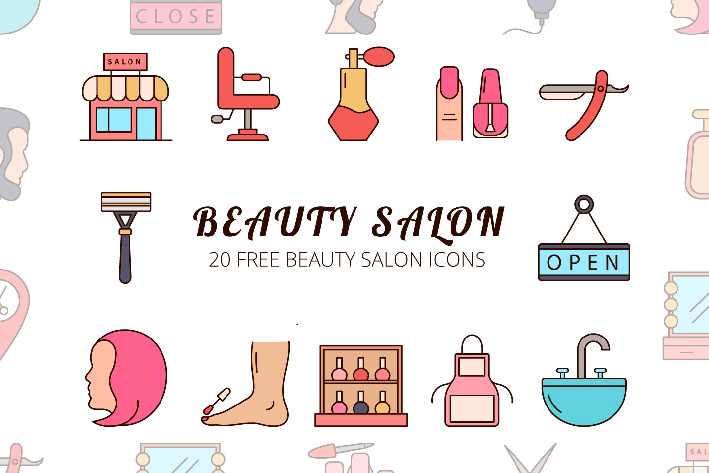 Beauty Salon Vector Free Icon Set 1440x960 Beauty Salon Vector Free Icon Set
