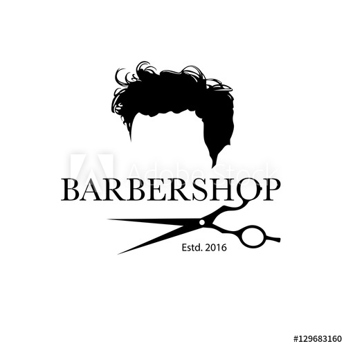 500x500 Logo For Barbershop, Hair Salon With Hipster Haircut And Barber