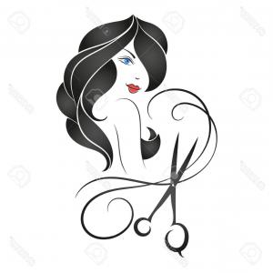 300x300 Hair Salon Sign With Pretty Woman And Scissors Vector Cultracing