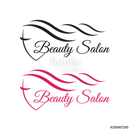500x500 Beautiful Woman Face Logo Template For Hair Salon Vector Stock