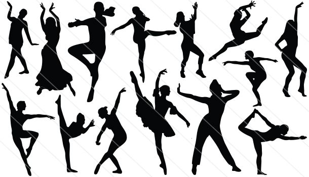 610x350 Dancing Silhouette Vector Salsa, Ballet Dance Vectors