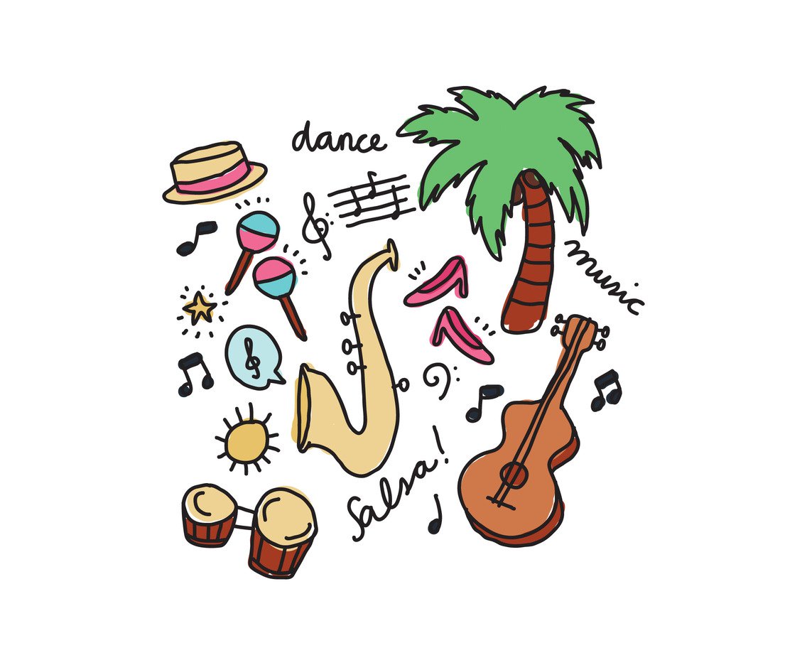 1136x936 Salsa Dancing Elements Vector Art Graphics
