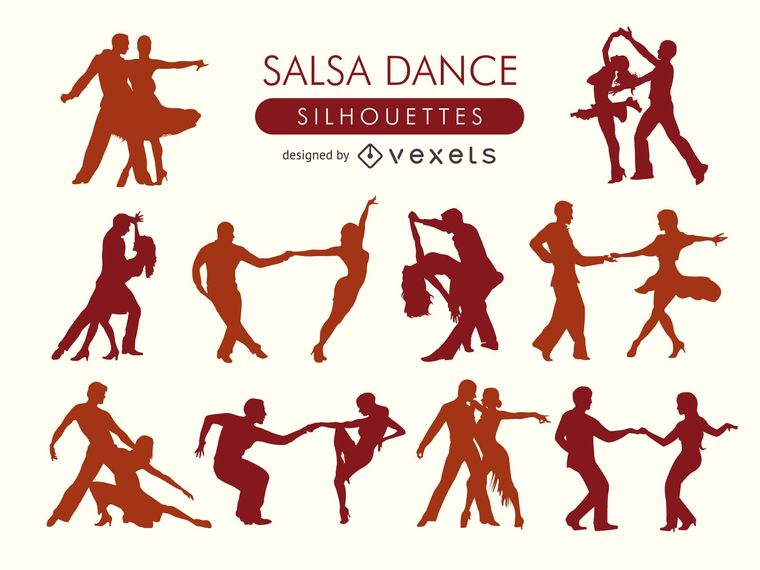 760x570 Salsa Dancers Silhouette Set