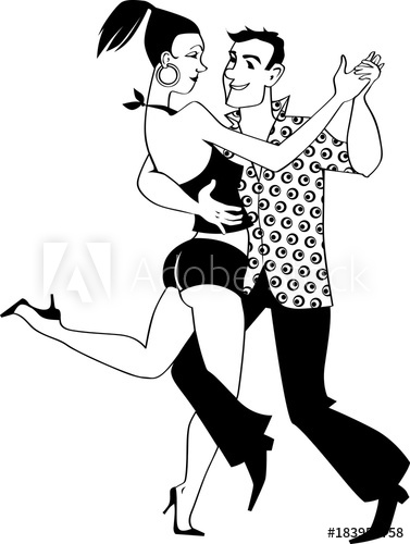 377x500 Black Vector Silhouette Of A Young Latin Couple Dancing Salsa