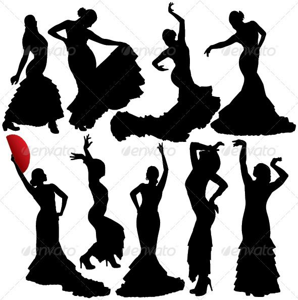 Flamenco Vector Silhouettes 590x594 Flamenco Vector Silhouettes