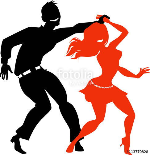 Young Couple Dancing Salsa, Black And Red Vector Silhouette 486x500 Young Couple Dancing Salsa, Black And Red Vector Silhouette