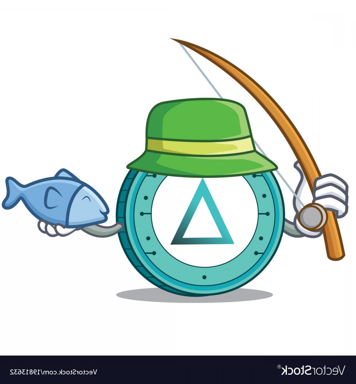 1200x1296 Fishing Salt Coin Mascot Cartoon Vector Geekchicpro