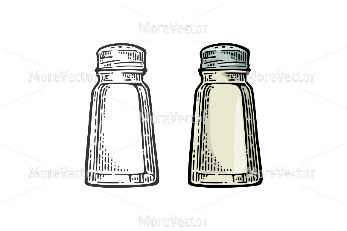 1160x772 Salt Shaker Vintage Black And Color Vector Engraving