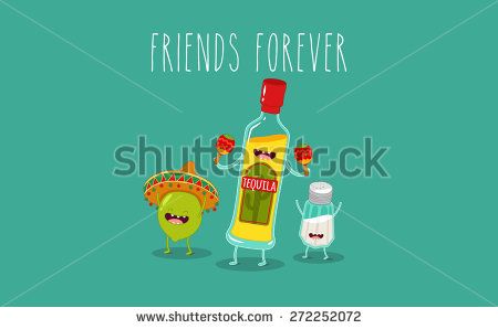 450x298 Tequila Bottle, Lime And Salt Shaker Vector Cartoon Friends