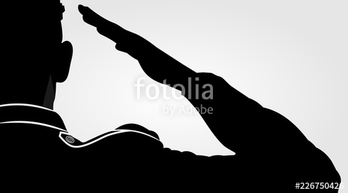 500x278 Soldier, Officer Saluting Silhouette Vector Illustration Stock