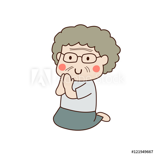 500x500 An Elderly Woman Sitting Salute Vector Illustration Isolated