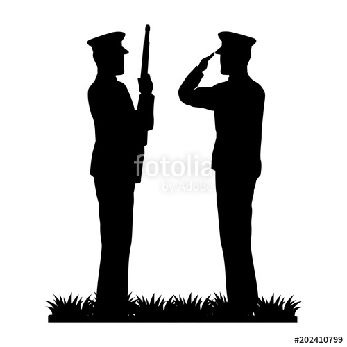 500x500 Silhouette Of Military Saluting And Soldier Vector Illustration