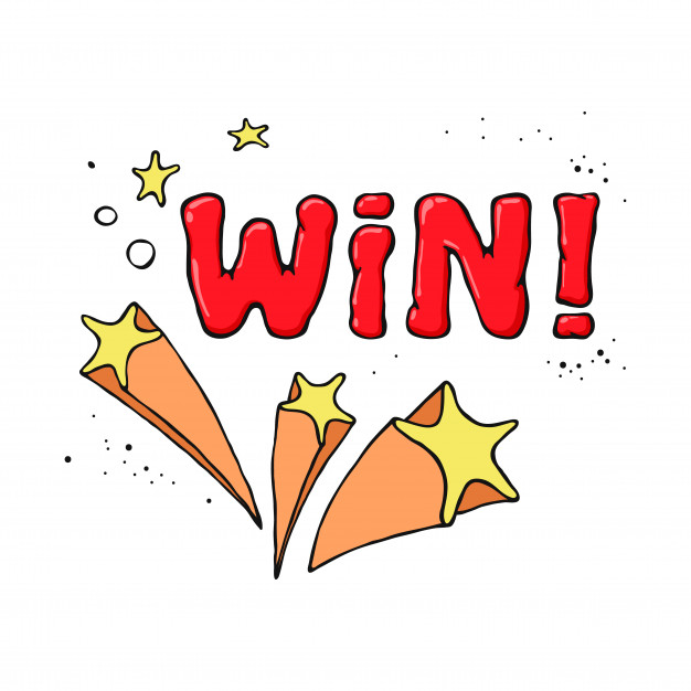 626x626 Cartoon Hand Drawn Win Symbol With Stars And Salute Vector