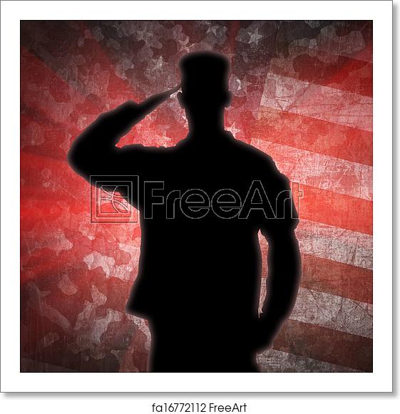 561x581 Free Art Print Of Saluting Soldier's Silhouette On An Army