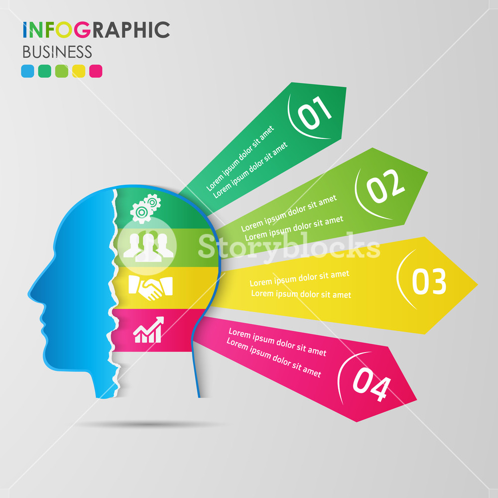 1000x1000 Infographics Business Concept On Human Head With Business Icon