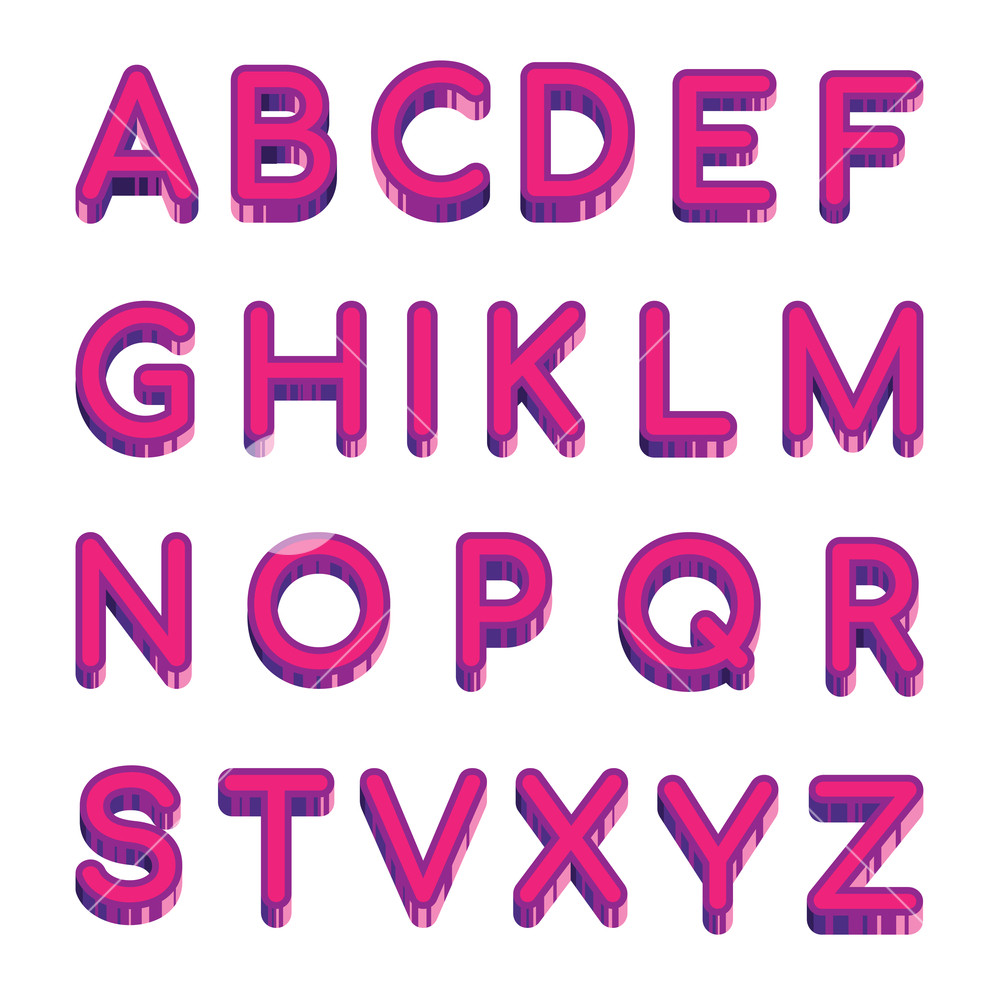 1000x1000 Letters Latin Alphabet Isolated On White Background Sample Pink