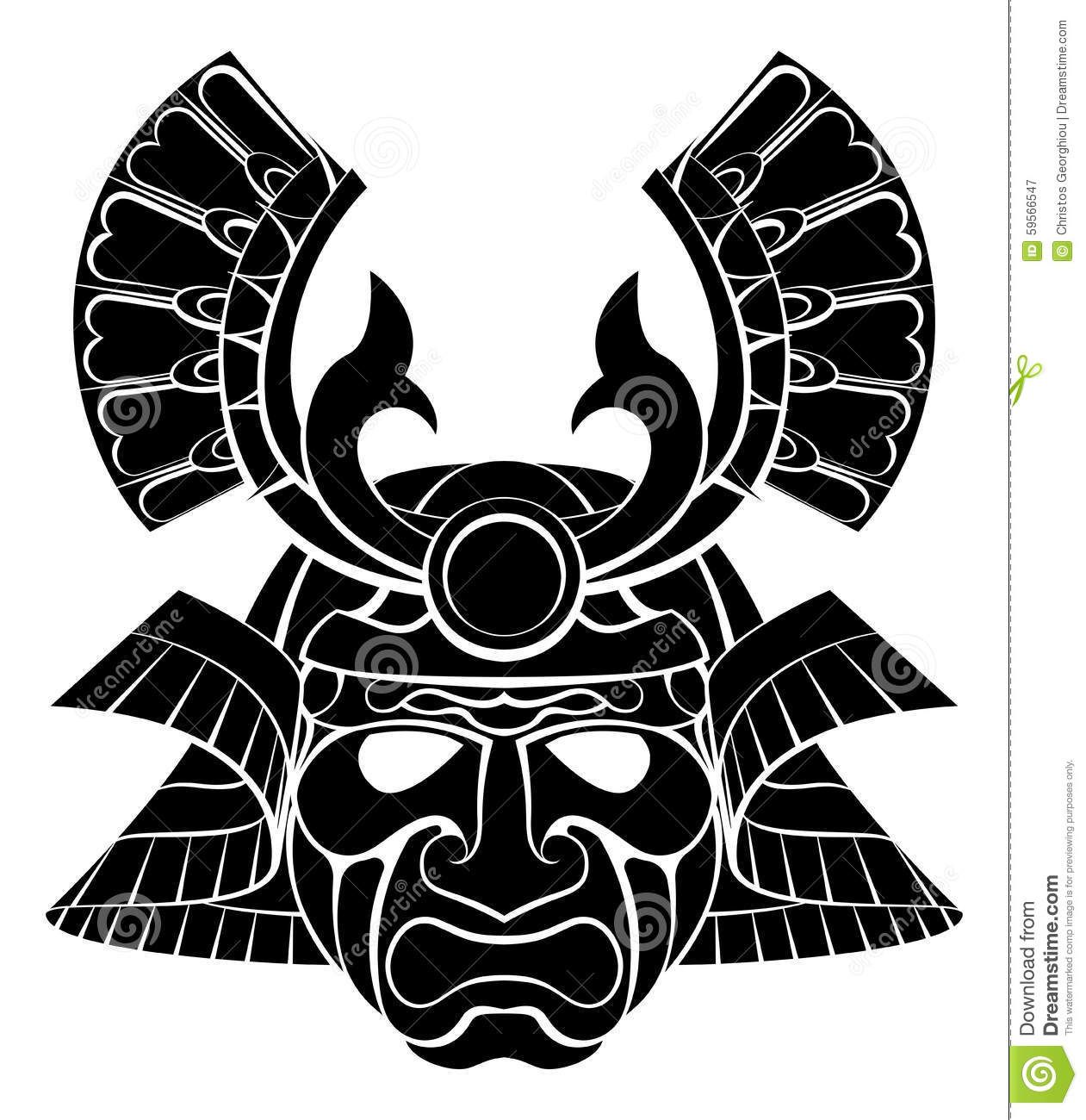 1261x1300 Samurai Mask Stock Vector