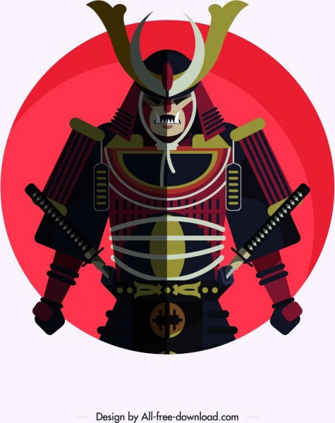 475x600 Samurai Armor Icon Colored Classical Design Free Vector In Adobe