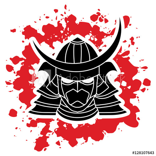500x500 Samurai Mask Designed On Splatter Blood Background Graphic Vector