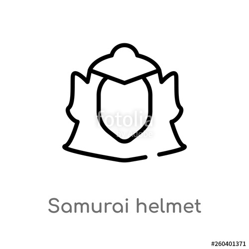 500x500 Outline Samurai Helmet Vector Icon Isolated Black Simple Line