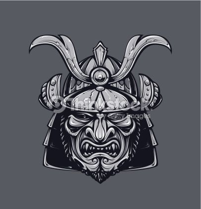 406x423 Samurai Helmet Vector