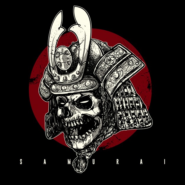 626x626 Hand Drawn Skull Wearing Samurai Helmet Vector Premium Download