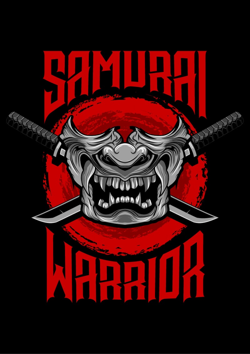 800x1132 Red Samurai Mask T Shirt Template Design Vector Illustration