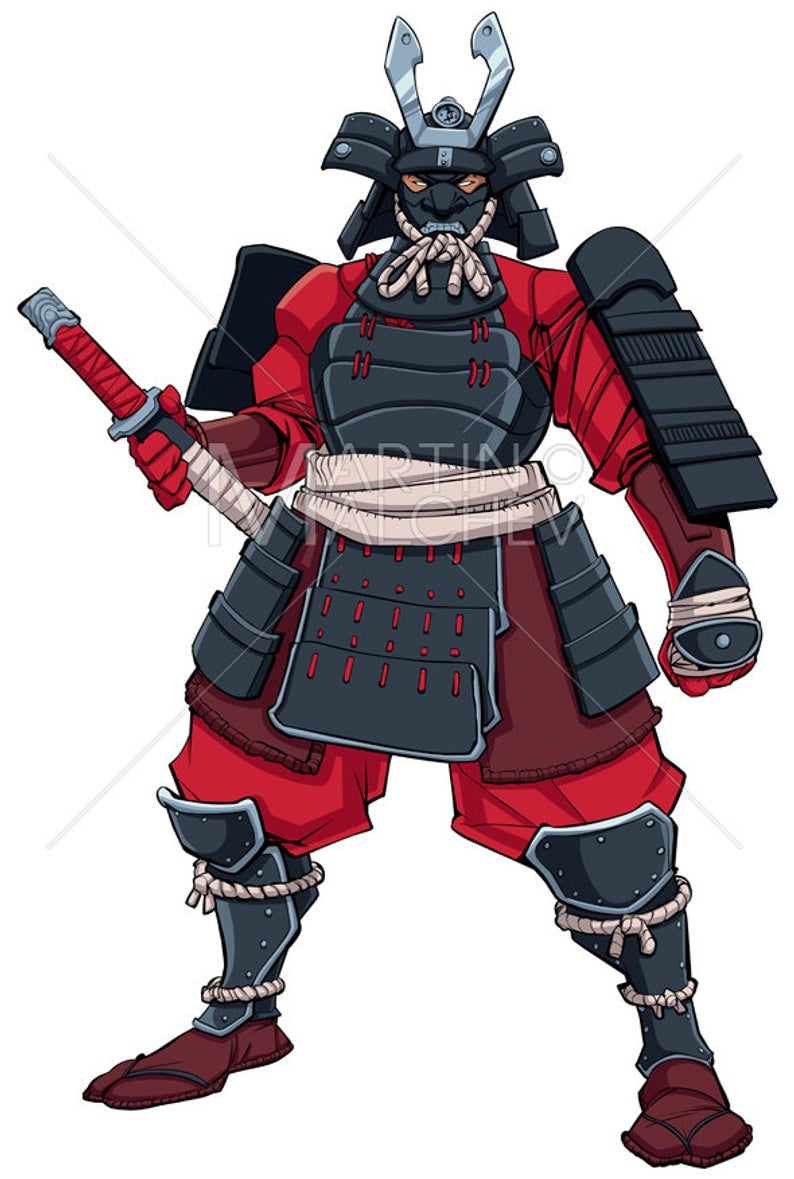 794x1179 Samurai Warrior Black Vector Illustration Fighter Etsy
