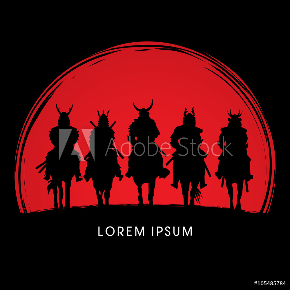 1000x1000 Fotografie, Obraz Silhouette, Samurai Warrior Riding Horse
