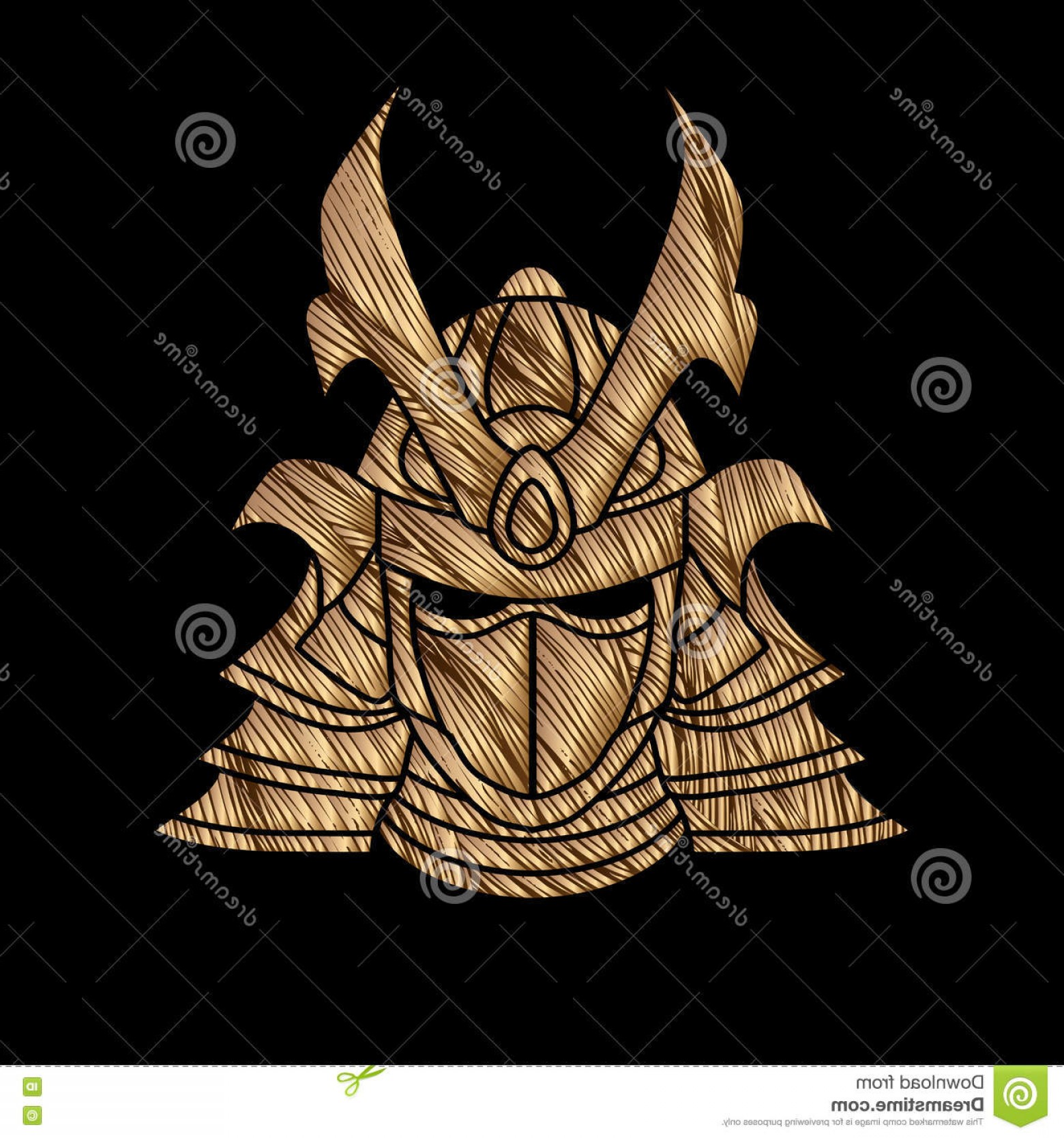 1560x1668 Stock Illustration Samurai Warrior Mask Designed Using Gold Grunge