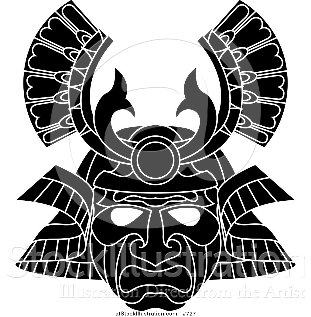 1024x1044 Vector Illustration Of An Asian Samurai Warrior Mask
