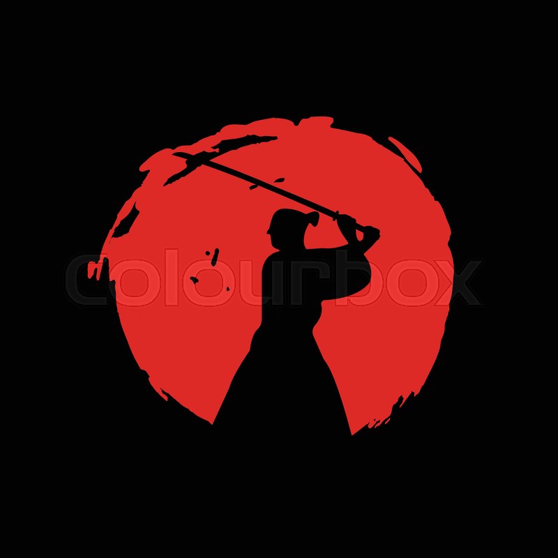 800x800 Japanese Samurai Warriors Silhouette Stock Vector Colourbox