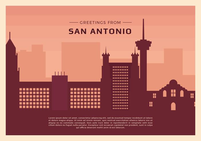 San Antonio Postcard Vector Illustration 700x490 San Antonio Postcard Vector Illustration