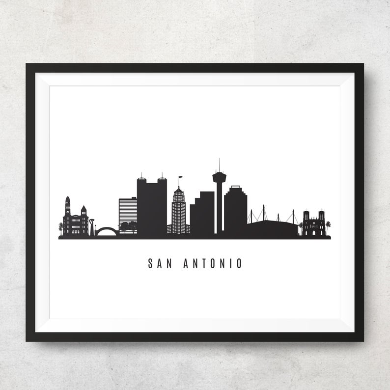San Antonio Skyline Printable San Antonio Texas Black White Etsy 794x794 San Antonio Skyline Printable San Antonio Texas Black White Etsy