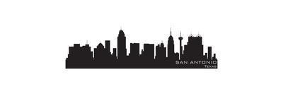 400x133 San Antonio, Texas Skyline Detailed Vector Silhouette Art Print