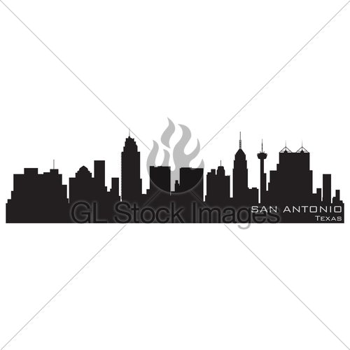 500x500 San Antonio, Texas Skyline Detailed Vector Silhouette Gl Stock