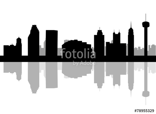 500x364 San Antonio, Texas Skyline Detailed Vector Silhouette Stock