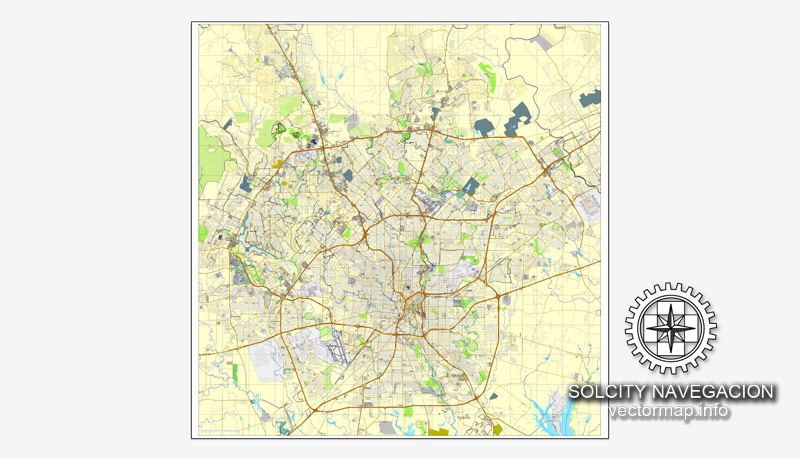 800x459 San Antonio, Texas, Us Printable Vector Street City Plan Map, Full