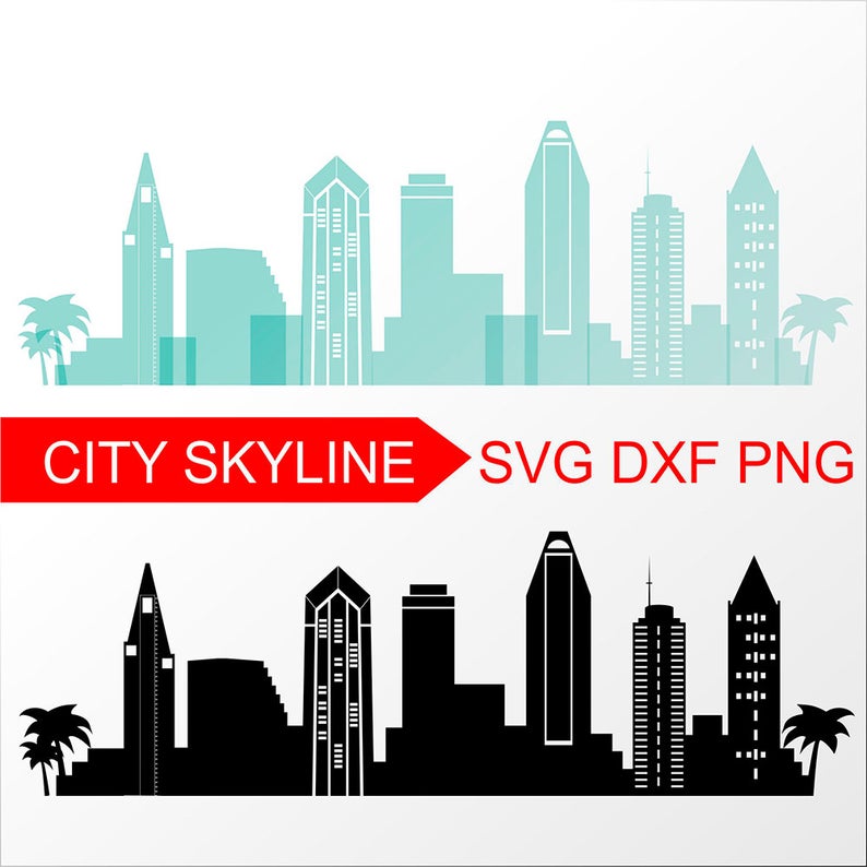 794x794 San Diego Vector Skyline San Diego Silhouette Dxf Etsy