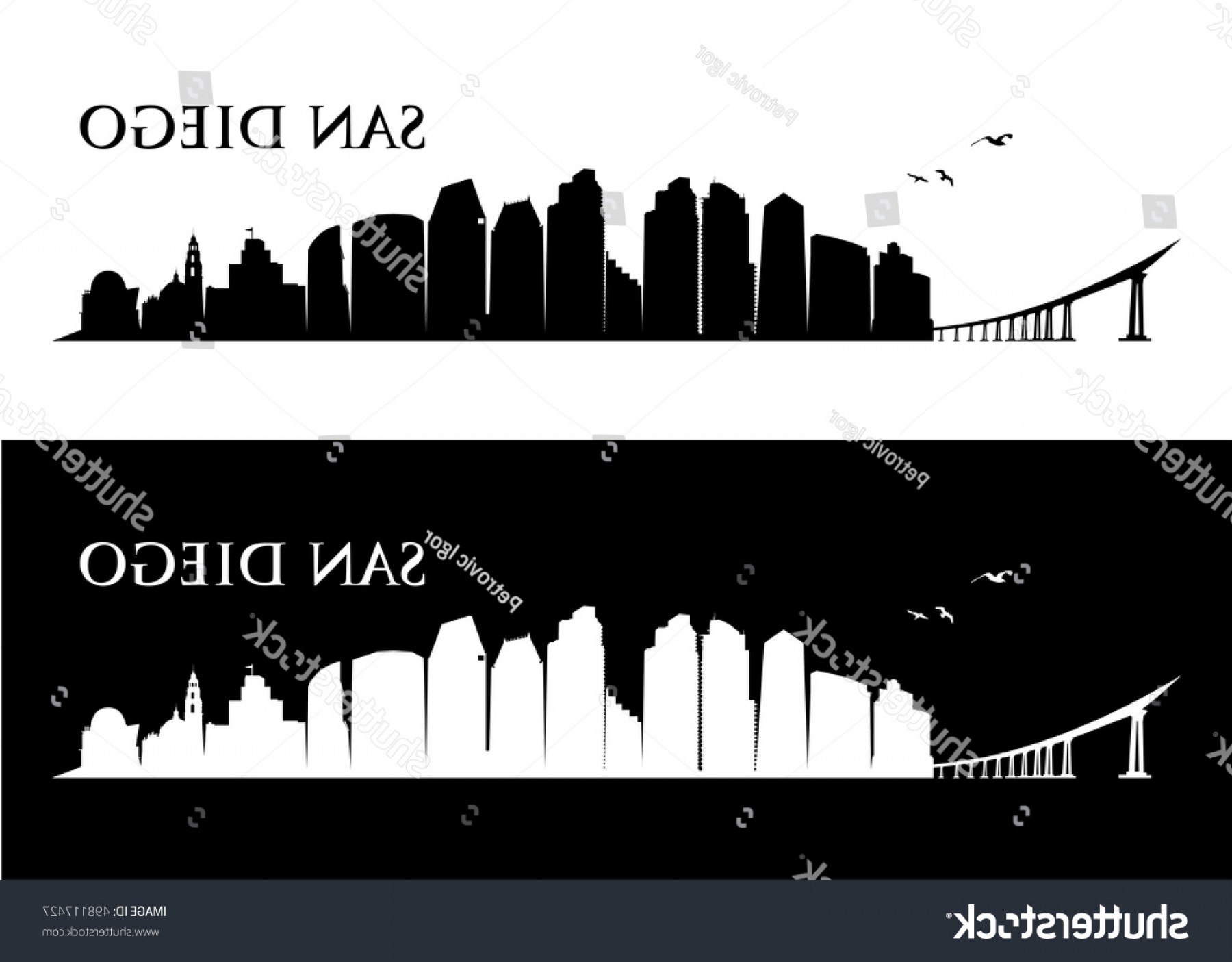 San Diego Skyline Silhouette Vector at Vectorified.com | Collection of ...