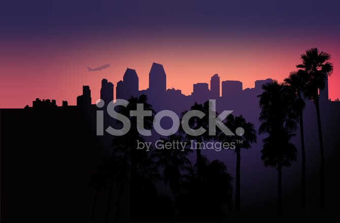 670x440 San Diego Skyline Vector Stock Vector