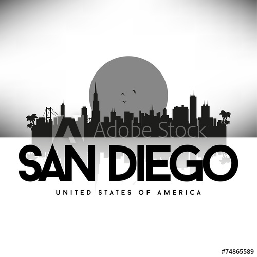 500x500 San Diego Usa Skyline Silhouette Black Vector